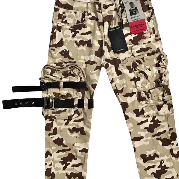 Industrial Indigo NWT Camouflage Cargo Skinny Jeans Men 32 x 32 - Picture 5 of 13